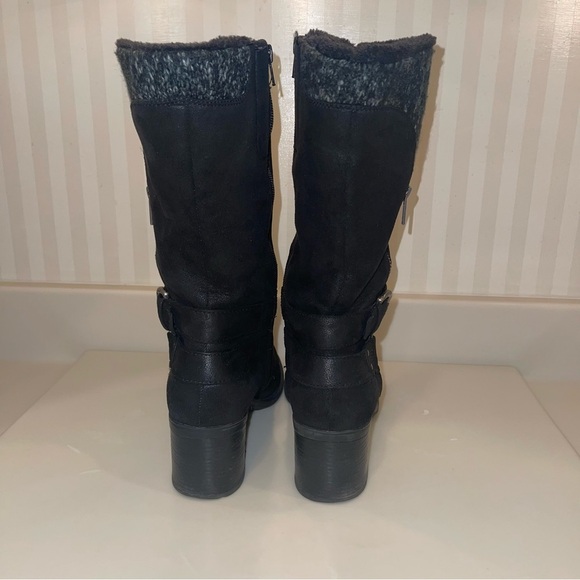 BARE TRAPS Womens Willow Black Heeled Riding Boots Round Toe Stacked Heel - Picture 4 of 16